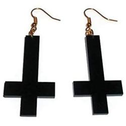 Black Acrylic Cross Drop Dangle Earring for Women 80s Party Hip Hop Punk Gothic Fashion Cross Pendant Charm Earrings Jewelry