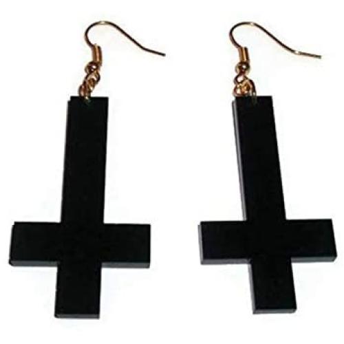 Black Acrylic Cross Drop Dangle Earring for Women 80s Party Hip Hop Punk Gothic Fashion Cross Pendant Charm Earrings Jewelry