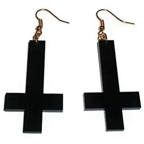 Black Acrylic Cross Drop Dangle Earring for Women 80s Party Hip Hop Punk Gothic Fashion Cross Pendant Charm Earrings Jewelry