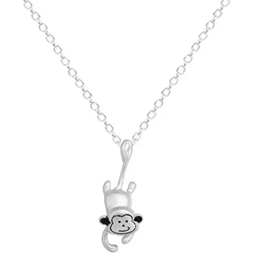 ONE A DAY Power Necklace Sterling Silver Plated Monkey Cute 3D Animal Necklace Pendant Charm for Women Girls Kids ONE A DAY Power Necklace Sterling Silver Plated Monkey Cute 3D Animal Necklace Pendant Charm for Women Girls Kids