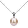 Pink Cultured Freshwater Pearl Diamond Pendant Diamond Necklace 14K Gold 7-7.5mm (G-H, SI1-SI2) - Choice of Gold Color
