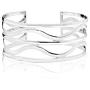 Sterling Silver Wavy Cuff Bangle Bracelet