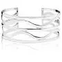 Sterling Silver Wavy Cuff Bangle Bracelet