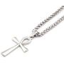 GUNGNEER Silvertone Ankh Cross Necklace Symbol of Protection Pendant Key of Life Jewelry Stainless Steel Keel Chain