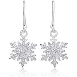 Brilliant Shine Snowflake Earrings Set for Christmas Winter Holidays Never Rust 925 Sterling Silver for Women & Girls with Free Breathtaking Gift Box