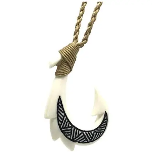 Hawaiian Jewelry Hand Carved Tattoo Fish Hook White Buffalo Bone Hawaii Necklace Hawaiian Jewelry Hand Carved Tattoo Fish Hook White Buffalo Bone Hawaii Necklace