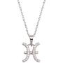 Sterling Silver CZ Horoscope Zodiac Sign Pendant Necklace, 16+2'' Extender