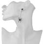 Lux Accessories Silvertone Black Round Rhinestones Drop Spider Dangle Earrings