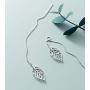 SLUYNZ 925 Sterling Silver Leaf Dangle Earrings for Women Teen Girls Leaf Earring Threader Chain