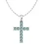 Birthstone Cross Sterling Silver Pendant, Vintage Pendant Necklace with CZ Gemstone - March, Aquamarine, with 18 Inch Sterling Silver Chain Birthstone Cross Sterling Silver Pendant, Vintage Pendant Necklace with CZ Gemstone - March, Aquamarine, with 18 Inch Sterling Silver Chain