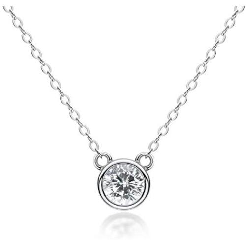 AINUOSHI 1 Carat Moissanite Pendant Necklace, Gold Plated Sterling Silver 18'' Chain Necklace, Ideal Gift for Thanksgiving, Mothers Day, Anniversary and Birthday