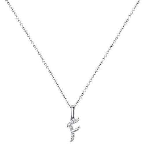 MONOZO Initial Necklace for Women Girls, 14K White Gold Plated Dainty Necklace with Initials, Letter Cubic Zirconia Monogram Small Initial Necklace Gifts for Women Teen Girls BFF Friendship