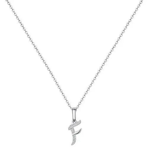 MONOZO Initial Necklace for Women Girls, 14K White Gold Plated Dainty Necklace with Initials, Letter Cubic Zirconia Monogram Small Initial Necklace Gifts for Women Teen Girls BFF Friendship