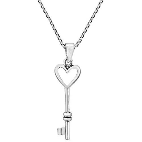 AeraVida Romantic Inspired Key to My Heart .925 Sterling Silver Pendant Necklace