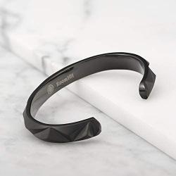Room101 Stainless Steel with Black PVD Cuff Bangle Bracelet, 8'' - Choise of Style