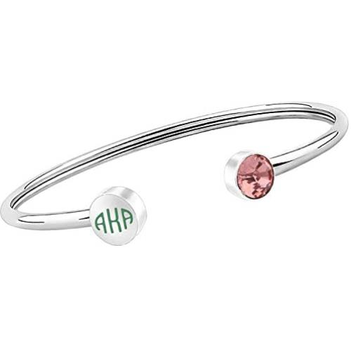 FAADBUK AKA Sorority Gift Alpha Alpha Kappa Paraphernalia Pink Zircon and Green AKA Bracelet Sorority Graduation Jewelry for Women Girls