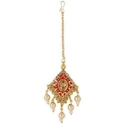 Efulgenz Indian Bollywood Gold Plated Kundan Maang Tikka Head Chain Dangle Earrings Bridal Wedding Jewelry Set