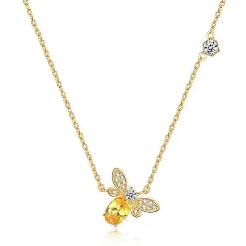 AILUOR Tiny Cute Gold Bee Necklace, Fashion Charm Topaz Crystal Rhinestone Honeybee Bumble Bee Pendant Jewelry Women Girl Gifts AILUOR Tiny Cute Gold Bee Necklace, Fashion Charm Topaz Crystal Rhinestone Honeybee Bumble Bee Pendant Jewelry Women Girl Gifts