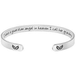 Memorial Gifts for Women In Memory of Loved One Mom Dad Remembrance Jewelry Sympathy Bracelet I Have A Guardian Angel in Heaven I Call Him