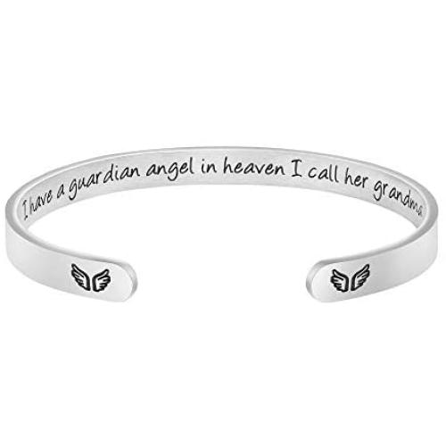 Memorial Gifts for Women In Memory of Loved One Mom Dad Remembrance Jewelry Sympathy Bracelet I Have A Guardian Angel in Heaven I Call Him