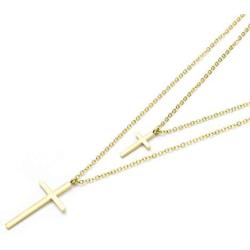 Jertom 14K Gold Plated Necklace, Double Layered Pendants, Fashion Jewelry for Women Girls