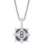 Moca Jewelry Iced Out Meteor Hammer Black 8 Pendant Necklace 18K Gold Plated Bling CZ Simulated Diamond Hip Hop Rapper Chain Necklace for Men Women