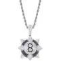 Moca Jewelry Iced Out Meteor Hammer Black 8 Pendant Necklace 18K Gold Plated Bling CZ Simulated Diamond Hip Hop Rapper Chain Necklace for Men Women
