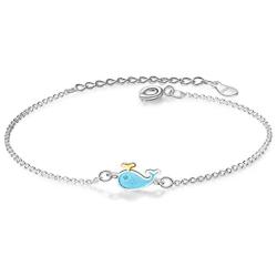 AUDREY RYAN Blue Whale Necklace or Bracelet Cute Jewelry for Women Girls
