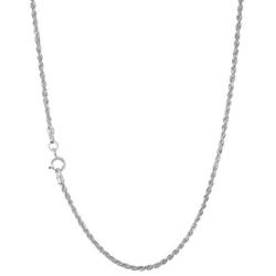 Nuragold 10k White Gold 1.8mm Rope Chain Diamond Cut Pendant Necklace, Womens Mens Jewelry 14'' 16'' 18'' 20'' 22'' 24'' 26'' 28'' 30''