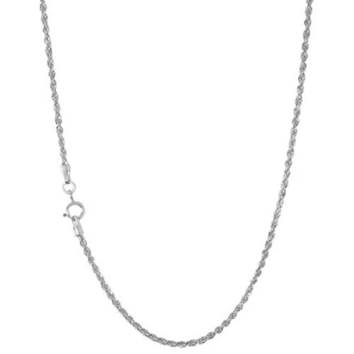 Nuragold 10k White Gold 1.8mm Rope Chain Diamond Cut Pendant Necklace, Womens Mens Jewelry 14'' 16'' 18'' 20'' 22'' 24'' 26'' 28'' 30''