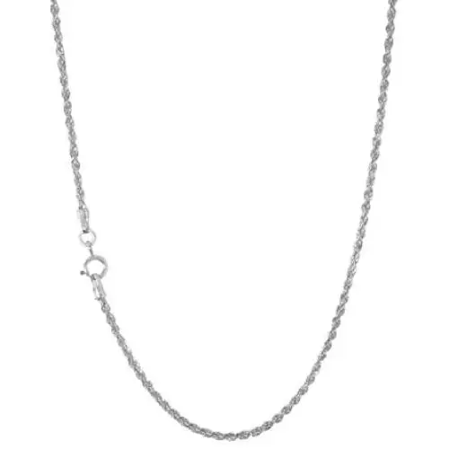 Nuragold 14k White Gold 1.5mm Rope Chain Diamond Cut Womens Lightweight Pendant Necklace, 14'' 16'' 18'' 20'' 22'' 24'' 26''