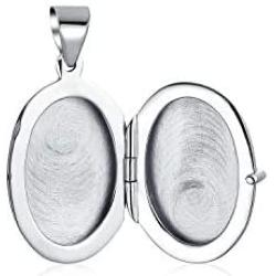 Simple Plain Dome Oval Circle Traditional Keepsake Personalized Engrave Photo Locket For Women Teens Holds Photos Pictures 925 Silver Necklace Pendant Small Medium Large