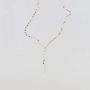 S.J JEWELRY Womens Simple Delicate 14K Gold Plated Composite Pearls Layering Cross/Turquoise Pendant Adjustable Y Necklace