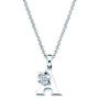 925 Sterling Silver Diamond Accent Initial Letter With Flower Accent Girls Pendant Necklace With 14'' Rolo Chain and 2'' Extender