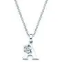 925 Sterling Silver Diamond Accent Initial Letter With Flower Accent Girls Pendant Necklace With 14'' Rolo Chain and 2'' Extender