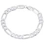 Verona Jewelers Mens Italian Sterling Silver Solid Figaro Link Chain Bracelet 10MM, 7.5MM, 6.8MM .- 925 Figaro Bracelet, Mens Sterling Silver Italian Link Bracelet