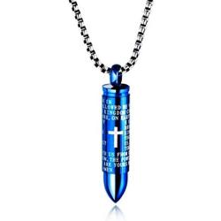 Cross Bullet Pendant Stainless Steel Necklace for Men Lords Prayer Necklace Lords Bible Cross Prayer Cremation Ashes Urn Necklace