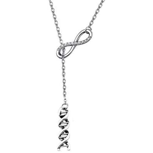 FUTOP Science Gift Biologist Science Jewelry DNA Microscope Lariat Y Necklace Necklace Gift for Scientists, Chemists