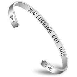 Inspirational Jewelry for Women Cuff Bangle Bracelets Stainless Steel Gifts Engraved Message