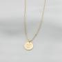 LUIWIN Inspirational Disc Necklace 14K Gold Plated Simple Engraved Hand Stamped Round Pendant Necklace Jewelry Gift for Women Girls 15 mm Disc,18'' + 2'' ext …
