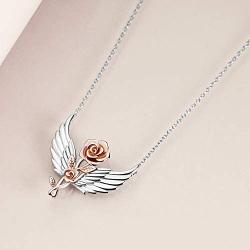 LUHE Sterling Silver Rose Flower, Heartbeat, Double Hearts, Celtic Necklace for Mom Girlfriend Wife Sisters