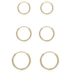 Silver Hoop Earrings for Women Men Girls- Cartilage Earring Endless Small Hoop Earrings Set,3 Pairs of Hypoallergenic 925 Sterling Silver Tragus Earrings Nose Lip Rings (8mm/10mm/12mm)
