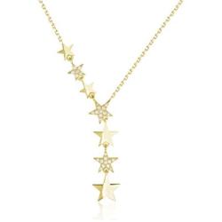 925 Sterling Silver Star Necklace, Rhodium Plated, 14K Gold Plated Cubic Zirconia (CZ) Star Y Necklaces for Women