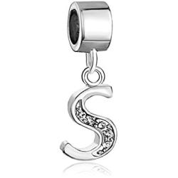 SexyMandala Alphabet Beads Letter Charms Initial A-Z Crystal Dangle Spacer Bead fits European Charm Bracelets