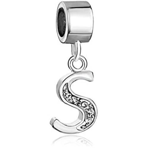 SexyMandala Alphabet Beads Letter Charms Initial A-Z Crystal Dangle Spacer Bead fits European Charm Bracelets