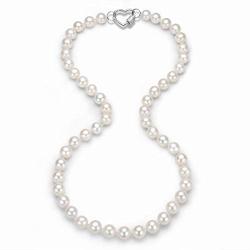 Long Pearl Necklaces Freshwater Cultured Pearls Strand Necklace with Heart Clasp Costume Wedding Beaded 6-7mm/7-8mm/8-9mm/9-10mm/10-11mm Pearl Jewelry Gift for Women Mothers Girls 18/20/36 Inches