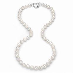 Long Pearl Necklaces Freshwater Cultured Pearls Strand Necklace with Heart Clasp Costume Wedding Beaded 6-7mm/7-8mm/8-9mm/9-10mm/10-11mm Pearl Jewelry Gift for Women Mothers Girls 18/20/36 Inches