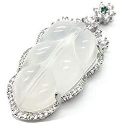 Sumray Natural ice Chalcedony Leaves Pendant Jade Necklace Pendant Jewelry Pendant for Man and Women Gifts