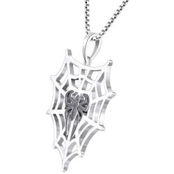YL Spider Necklace 925 Sterling Silver Personality Tarantula Web Charms Pendant Cobweb Halloween Insect Jewelry