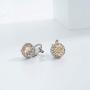 Bright Peach Cubic Zirconia Clip on Round Stud Earring Non Pierced Women/Girl Earring